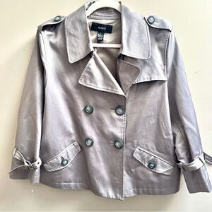 Alfani cropped pea coat grey with gold shimmer L